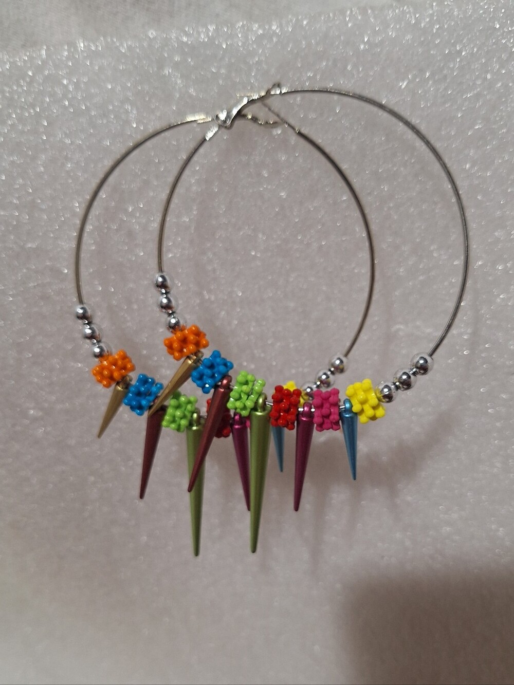 Colorful Spike Hoop Earrings - Multicolor Women Jewelry